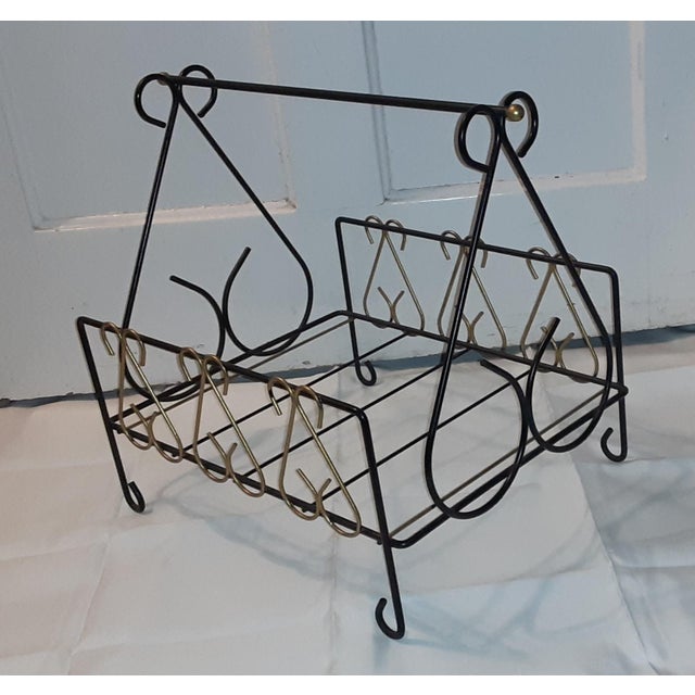 Mid-Century Modern Mid Century Metal Hand-Painted Magazine Rack For Sale - Image 3 of 13