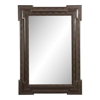 Baroque, Monumental Dutch Ripple Frame Wall Mirror, Ebonized Wood, 19th C. For Sale