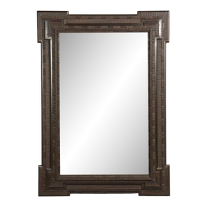 Baroque, Monumental Dutch Ripple Frame Wall Mirror, Ebonized Wood, 19th C.