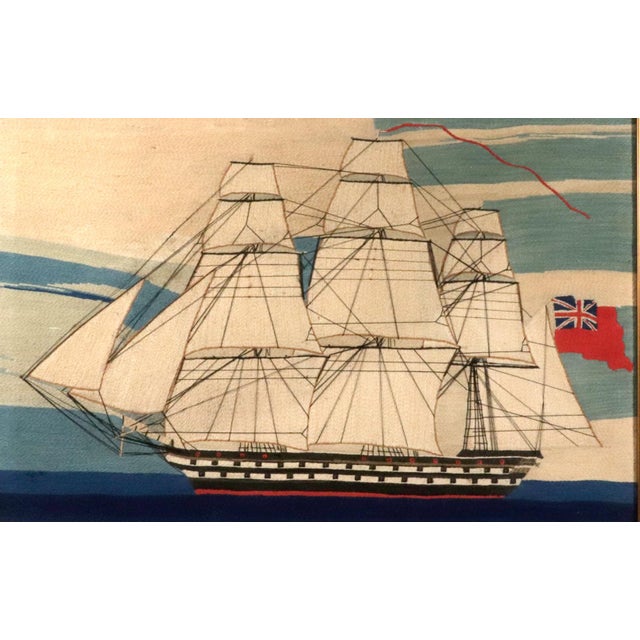 Mid 19th Century British Maritime Folk Art: A Royal Navy Second-Rate Under Full Sail For Sale - Image 5 of 5