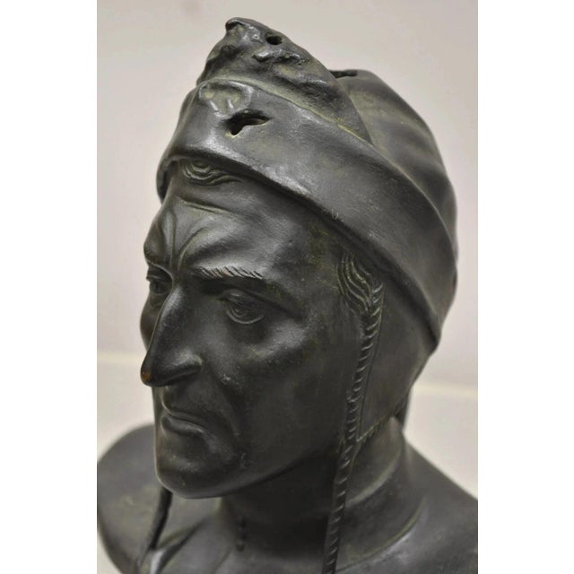 Antique Cast Bronze 9" Dante Dantes Alighieri Bust Sculpture Statue For Sale - Image 4 of 11