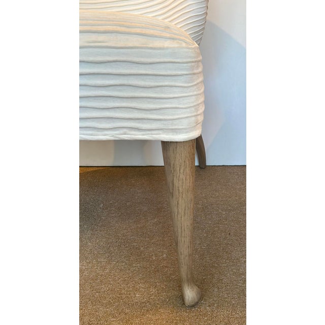Baker Furniture Company Baker Modern White Pleated Palace Slipper Chairs Pair For Sale - Image 4 of 7