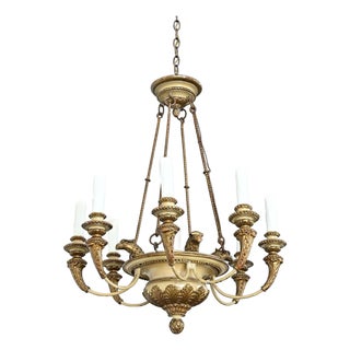 19th Century French Carved and Painted Chandelier For Sale