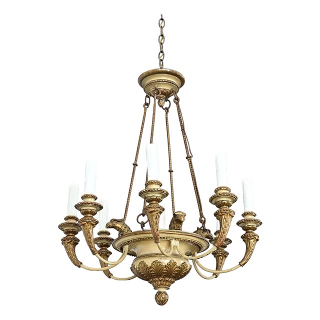 19th Century French Carved and Painted Chandelier For Sale