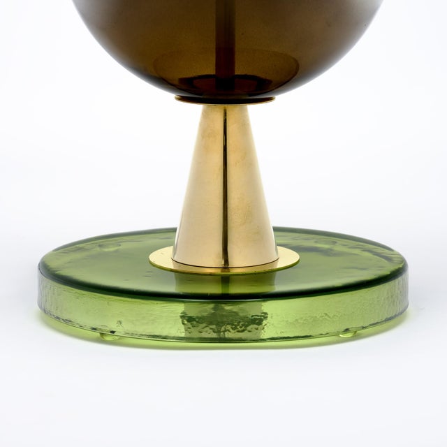 Green Venetian Blown Glass Lamps, Green, Murano Italy - a Pair For Sale - Image 8 of 9