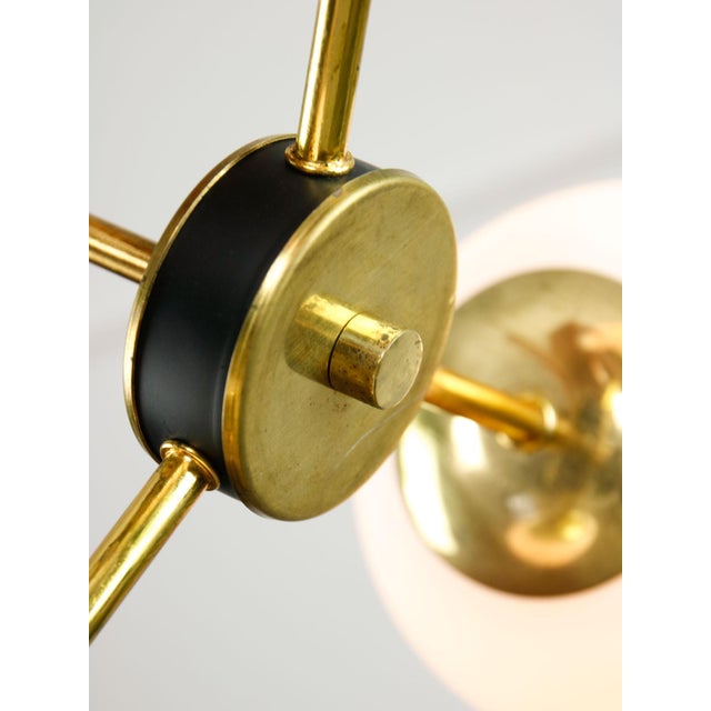Mid-Century Modern Italian Pendant Light in Brass and Opaline Glass, 1960s For Sale - Image 10 of 15