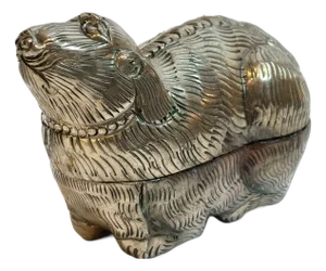 Antique Asian Silver Betel Nut Box in Foo Lion Form Southeast Asia