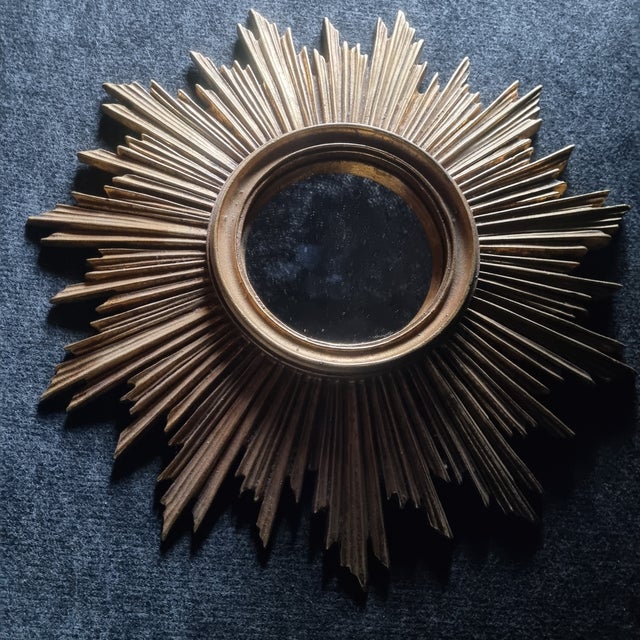 Glass Gilt Sun Mirror, 1970s For Sale - Image 7 of 7