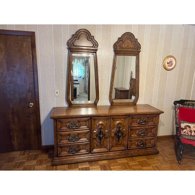 Wood 1970s Mediterranean / Spanish Revival Solid Wood Dresser For Sale - Image 7 of 8