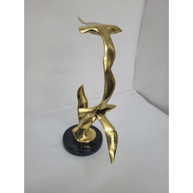 Mid Century Modern Seagull Brass and Black Marble Sculpture For Sale - Image 4 of 8