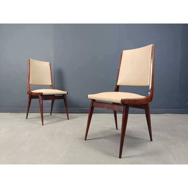 Beige Mid-Century Modern Italian Dining Chairs, 1950s, Set of 6 For Sale - Image 8 of 12