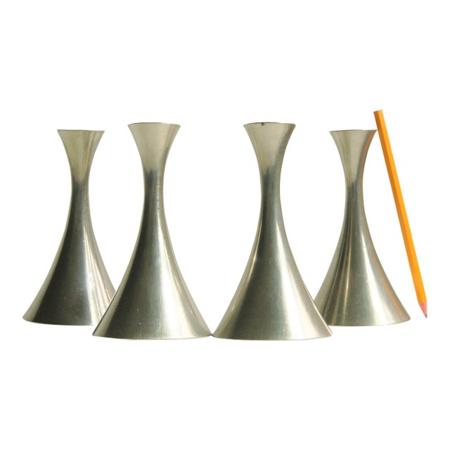 Set of 4 Art Deco Minimalist Design Candle Holders by Just Andersen From the 1940s For Sale