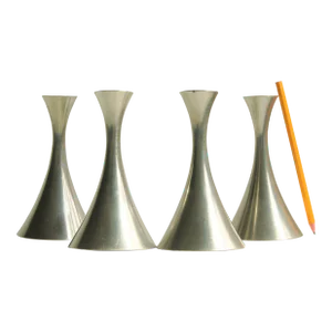Set of 4 Art Deco Minimalist Design Candle Holders by Just Andersen From the 1940s