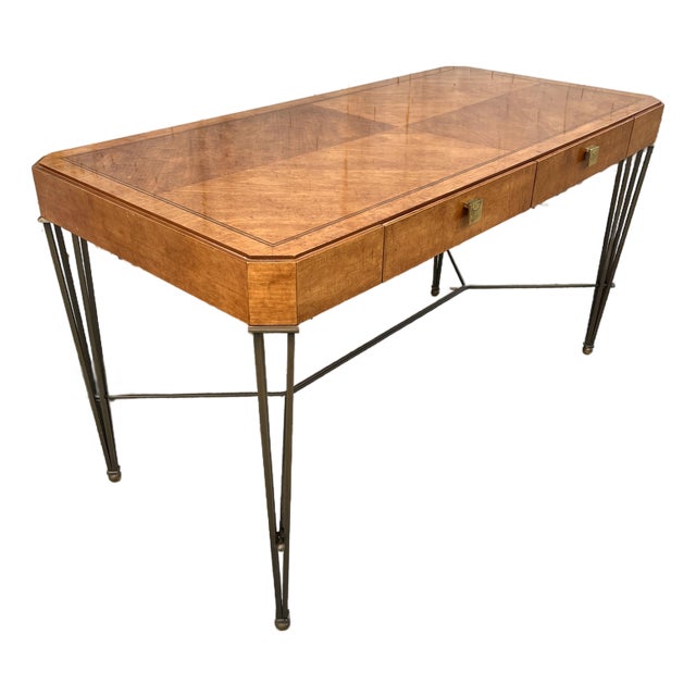 Vintage Late 20th Century Inlaid Writing Desk by Hickory & White Furniture. For Sale