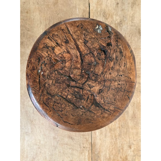 Wood Early 20th C Primitive Round Stool For Sale - Image 7 of 10