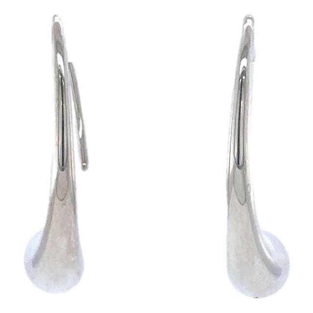 Tiffany & Co. Sterling Silver Elsa Peretti Teardrop Hoop Earrings 6g, Pair For Sale