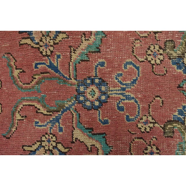 Pink Tabriz Rug 9’8” X 12’6” Pink Wool Vintage Distressed Hand-Knotted Carpet For Sale - Image 8 of 15