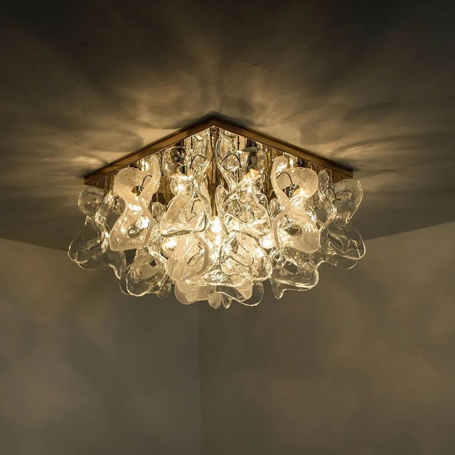 Massive Catena Murano Glass Flush Mount Chandelier by J.T. Kalmar, 1970s For Sale - Image 15 of 18