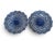 Sweet set of 2 blue and white porcelain footed dishes, each with scalloped rims and traditional repeating geometric...