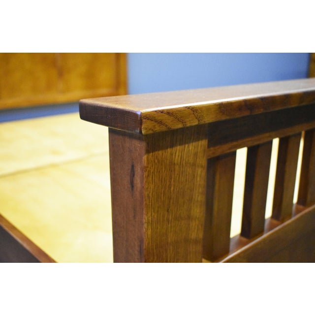 Mission Style Quarter Sawn Oak Bed With Slats - Michael's Cherry For Sale - Image 4 of 9
