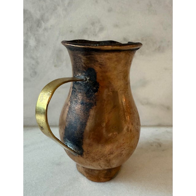 Antique Handmade Hammered Copper Small Pitcher For Sale In Austin - Image 6 of 10