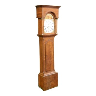 Late 19th Century English Victorian Antique Small Longcase Clock Mahogany and Oak For Sale