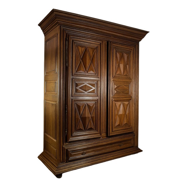 Louis XIII Burgundian Wardrobe with Diamond Points For Sale