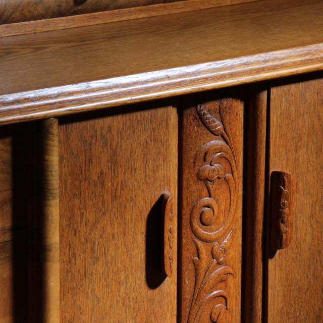 Brown Art Deco Superstructure Sideboard in Oak and Walnut, Germany, 1920s For Sale - Image 8 of 13