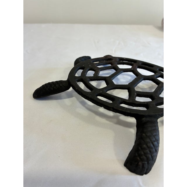 Mid-Century Modern Vintage Cast Iron Sea Turtle Trivet For Sale - Image 3 of 8