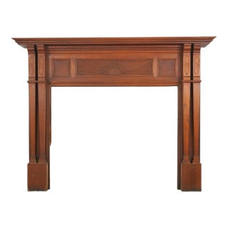 Reclaimed Federal Dark Wooden Fireplace Mantel For Sale