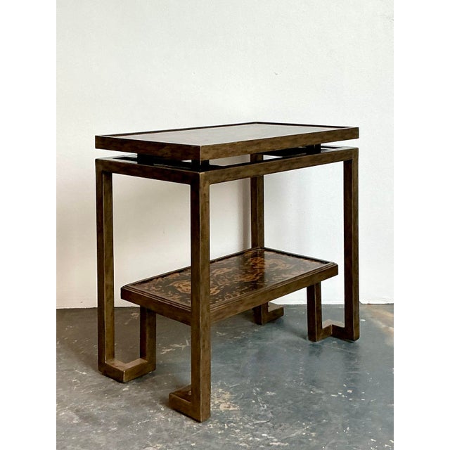 Vintage Burnished Brass Bi-Level Console Table For Sale - Image 10 of 12