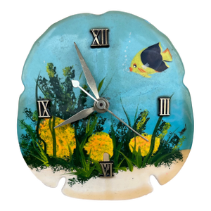 Mid 20th Century Hand Painted Sand Dollar Desk Clock