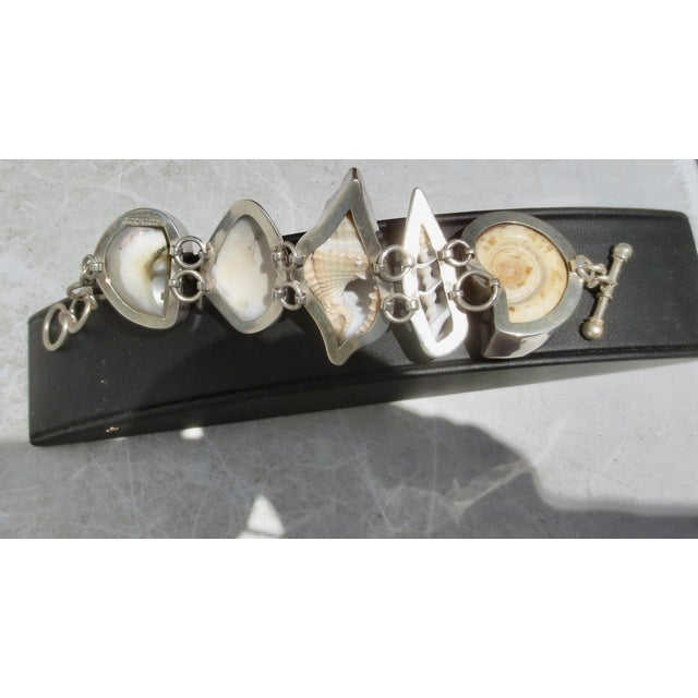 Shabby Chic Shell and Fine Silver Bracelet by Charles Albert For Sale - Image 3 of 6