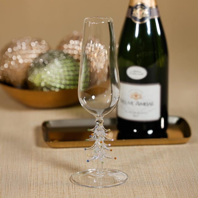 Treetop Cheers Clear Glass Champagne Flutes, Set of 4 For Sale - Image 4 of 7