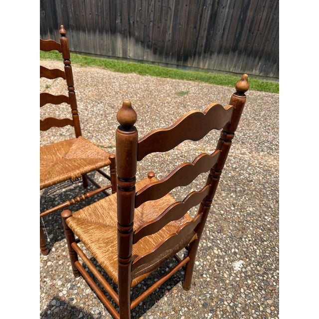 Vintage Tell City Chair Company Ladder-Back Rush Seat Chairs For Sale - Image 11 of 12