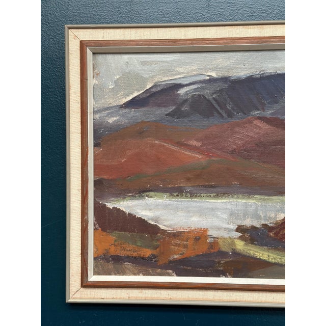 Mid-Century Modern Mountains and Water, 1950s, Oil on Canvas, Framed For Sale - Image 3 of 18