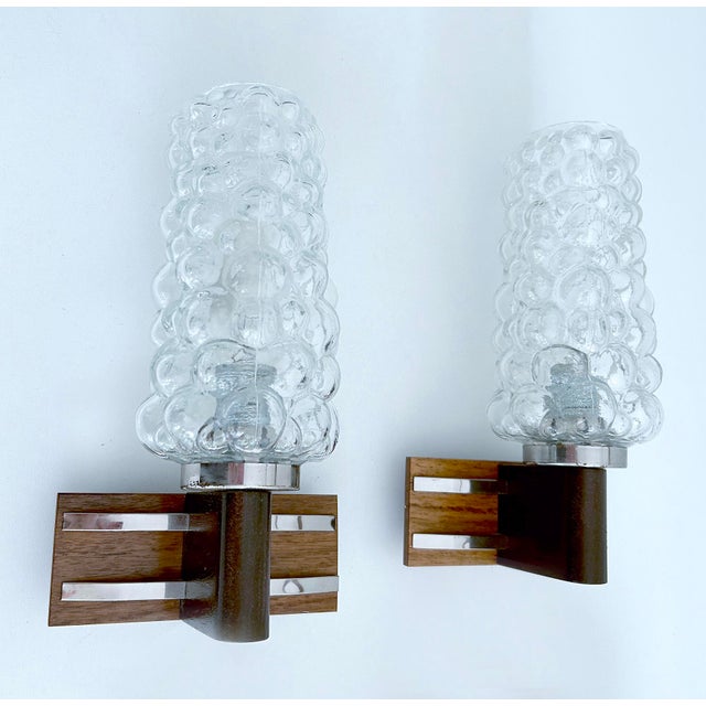Mid-Century Modern Vintage Bubble Glass Sconces, 1960s, Set of 2 For Sale - Image 3 of 15