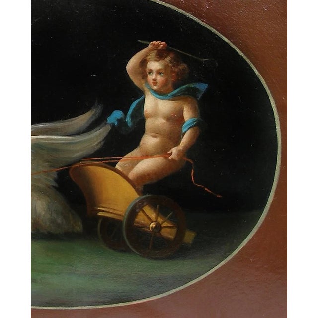 Late 19th Century C1870 Italian Fine Antique Painting "Cupid in the Chariot of Swans" Framed For Sale - Image 5 of 7