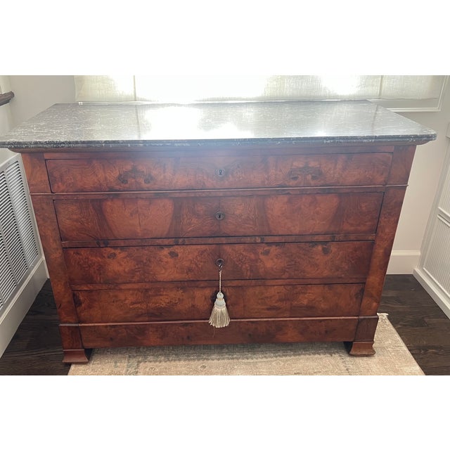 Louis Phillipe Console Chest With Black Marble Top, Mid 1800's For Sale - Image 9 of 11