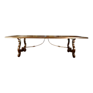 Contemporary 17th Century Style Italian Lira Solid Walnut Refectory Table Framed Edge