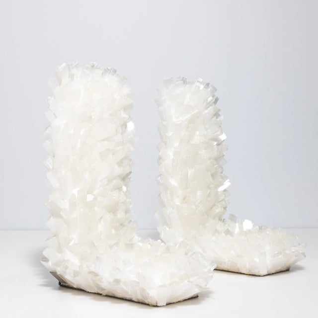 White Book Ends in Selenite Large For Sale - Image 8 of 9