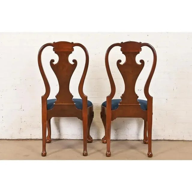 Baker Furniture Stately Homes Georgian Carved Burled Walnut Dining Chairs, Newly Refinished For Sale - Image 10 of 12