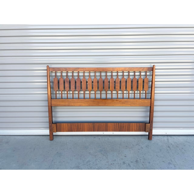 Brown 1960s Mid Century Walnut Full Headboard by Kipp Stewart for Drexel For Sale - Image 8 of 8