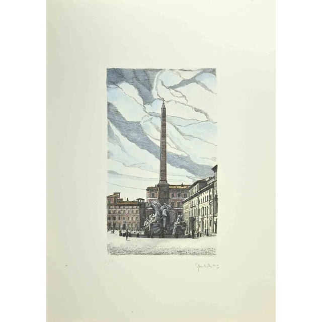 Piazza Navona is an artwork realized by Giuseppe Malandrino. Print in etching technique Hand-signed by the artist in...
