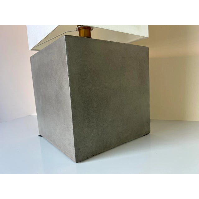 Modern Concrete Cube Table Lamp W/ Shade/ Sold For Sale - Image 12 of 12