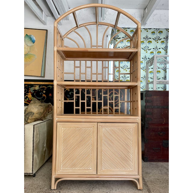 Boho Chic Pencil Reed Arch Top Etagere With Lower Chairish
