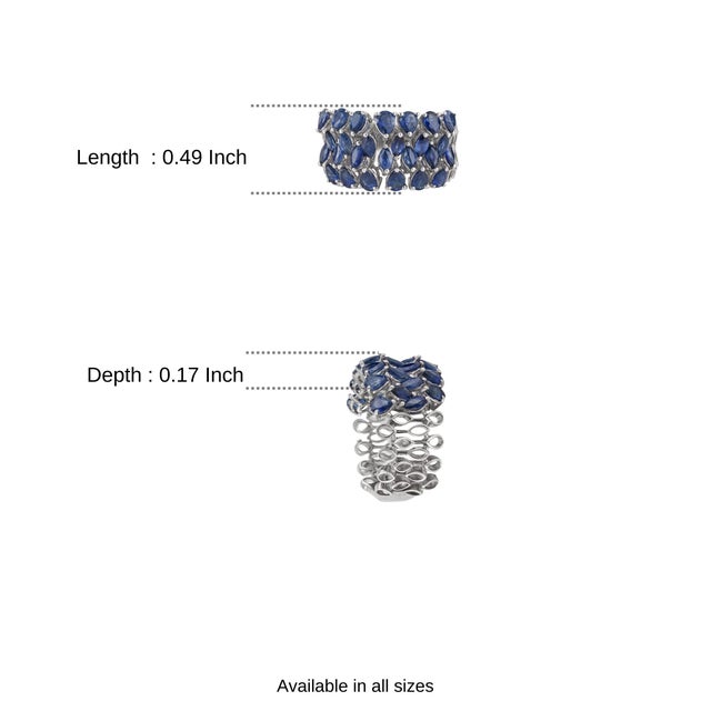 3.4 Ct Certified Natural Blue Sapphire Three Row Mosaic Cluster Ring, Size 7 For Sale - Image 11 of 14