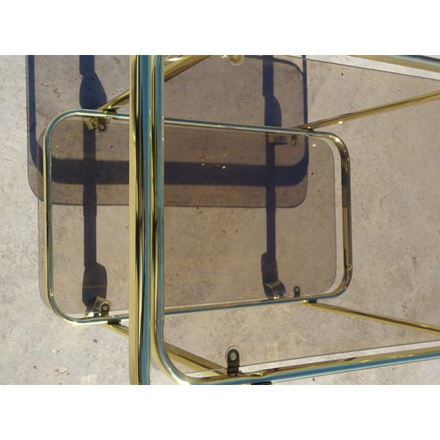 1980s Rolling Serving Cart in Gilded Metal and Glass, 1980s For Sale - Image 5 of 18