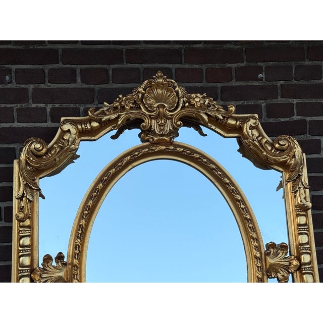 1970s 1970 French Louis XVI Gold Beech Wall Mirror 1pc For Sale - Image 5 of 13