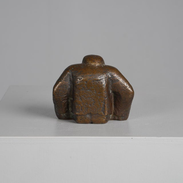 LN, Sculpture of a Crouching Male Figure, 1980s, Bronze For Sale - Image 4 of 11